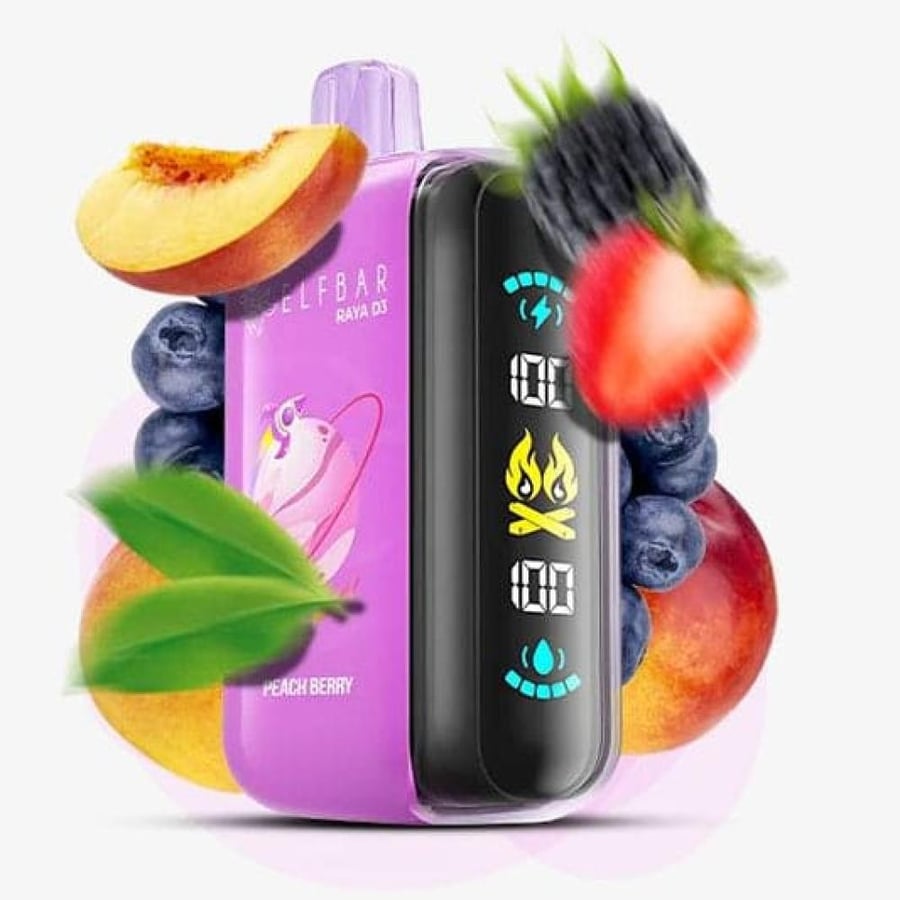 سحبة الف بار 25000 سحبة خوخ توت Elf bar Raya D3 25000 Puffs Disposable
