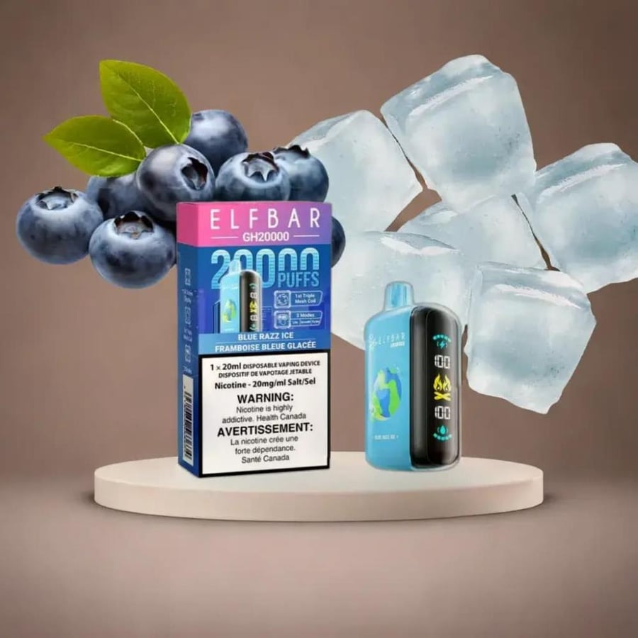 سحبة الف بار 20000 سحبة بلوراز ايس توت ازرق Elfbar GH20000 Puffs Dispo