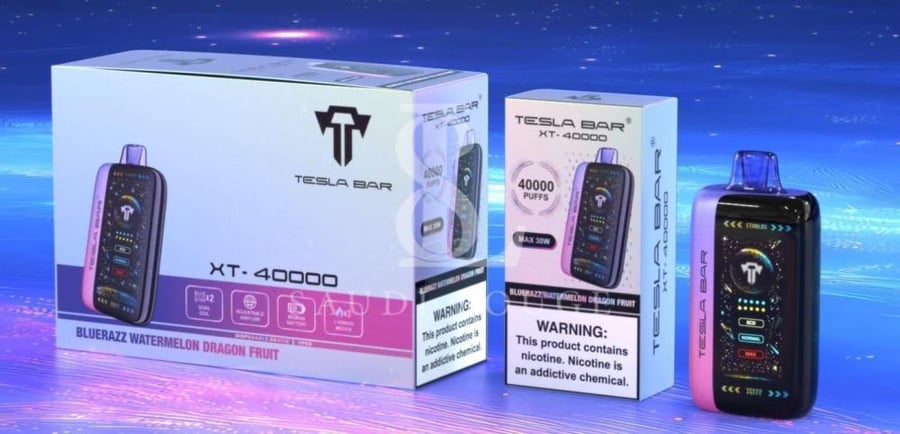 سحبة تسلا بار اكس تي 40 الف موشة بطيخ ايس TESLA BAR XT 40000 PUFFS LUS