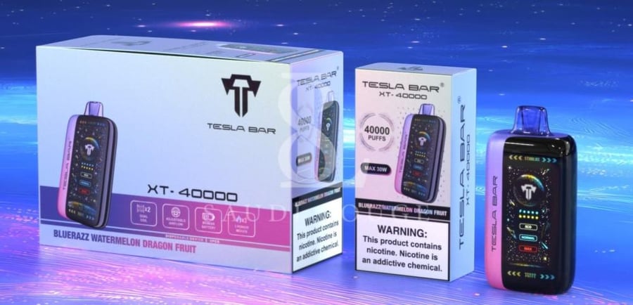 سحبة تسلا بار اكس تي 40 الف موشة فراولة ايس TESLA BAR XT 40000 PUFFS S
