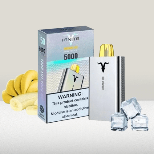 سحبة اجنايت 5000 موشة بطعم موز ايس IGNITE V50 VAPE 5000 PUFFS BANANA I