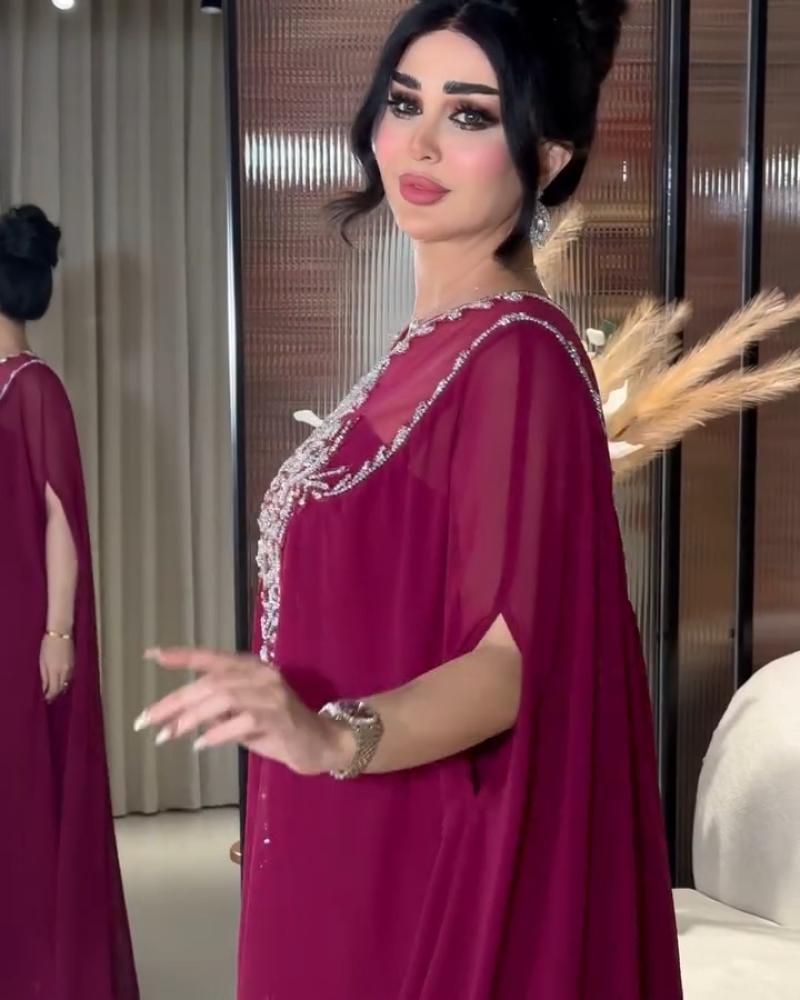 جلابيه كريب استرتش مع طبقه شيفون