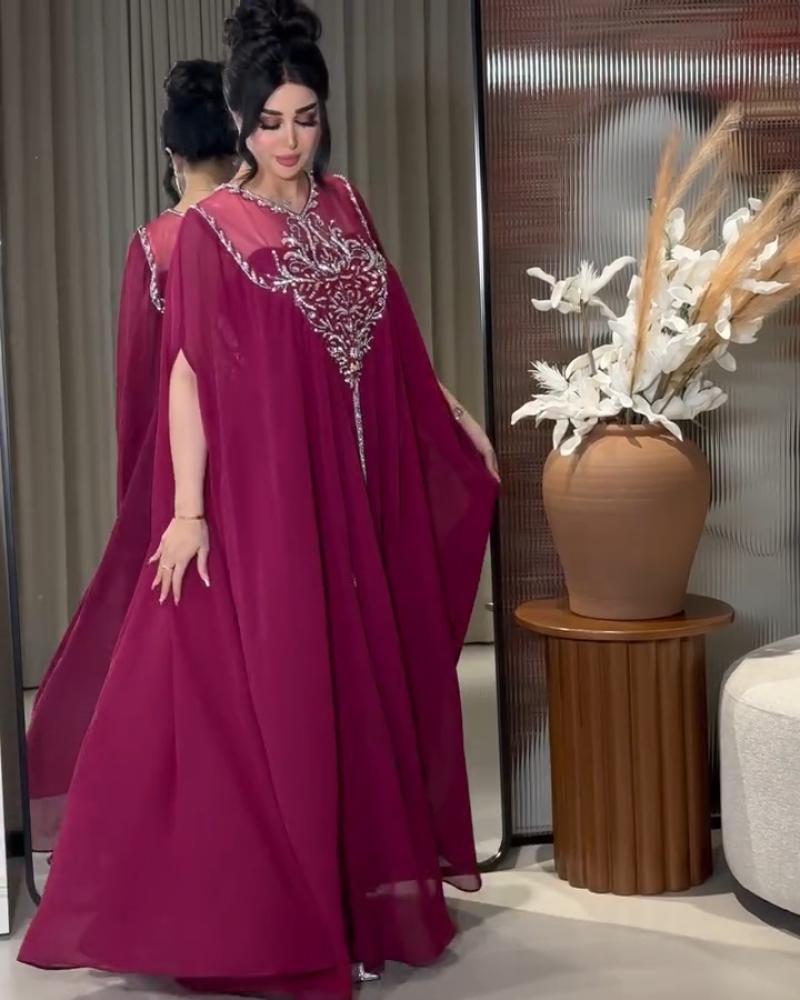 جلابيه كريب استرتش مع طبقه شيفون