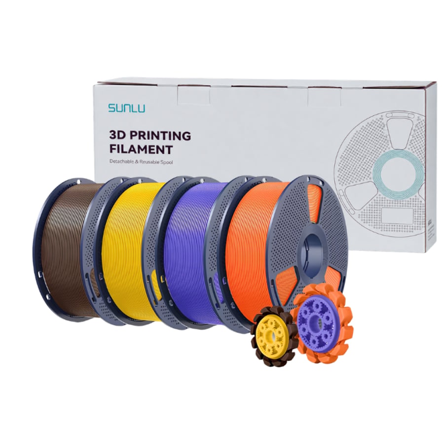 مجموعة خيوط طباعة ثلاثيه الابعاد Sunlu PLA+ Orange , Lavender Purple , Light Brown , Yellow ,1.75Ø , 4kg