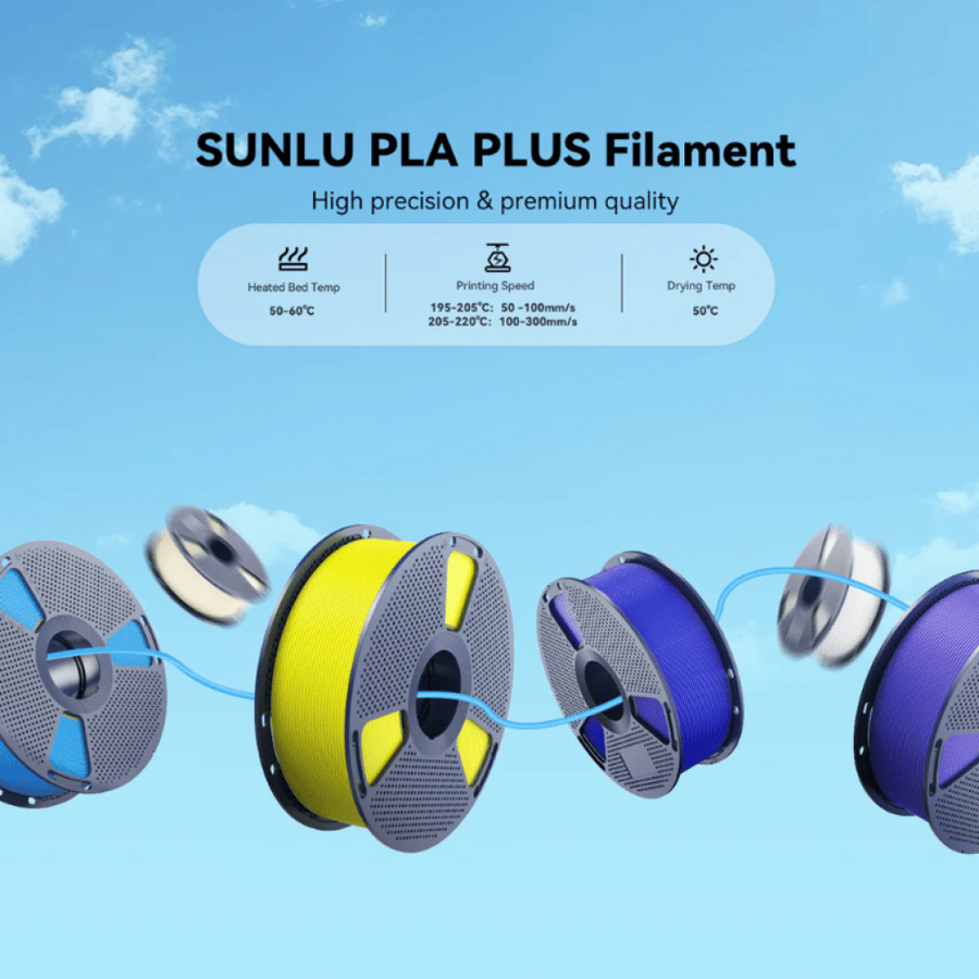 مجموعة خيوط طباعة ثلاثيه الابعاد Sunlu PLA+ Black ,1.75Ø , 5kg
