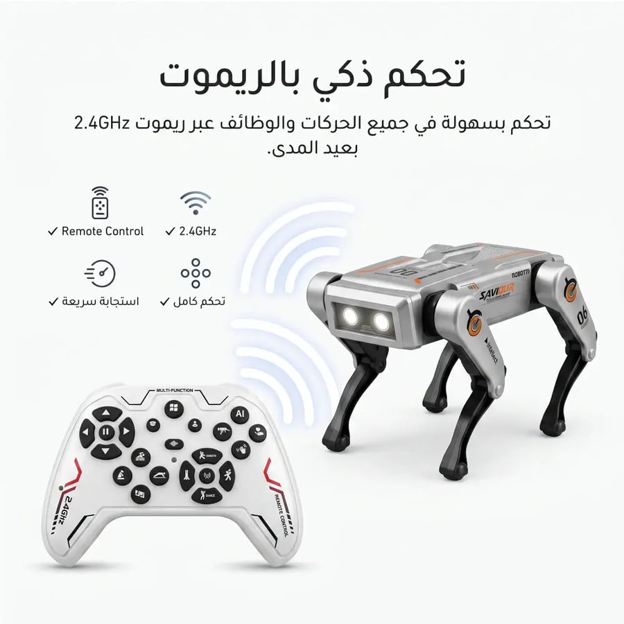 روبوت ذكاء اصطناعي قابل للبرمجة مع تحكم صوتي وجهاز تحكم عن بعد للاطفال