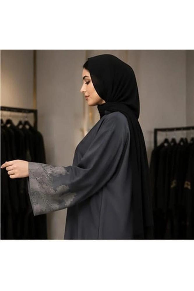عباية الفخامة قماشتيك توك رمادى فحمى