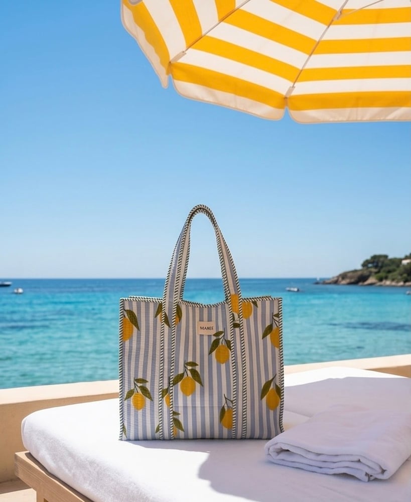 Blue Lemons Large Tote Bag
