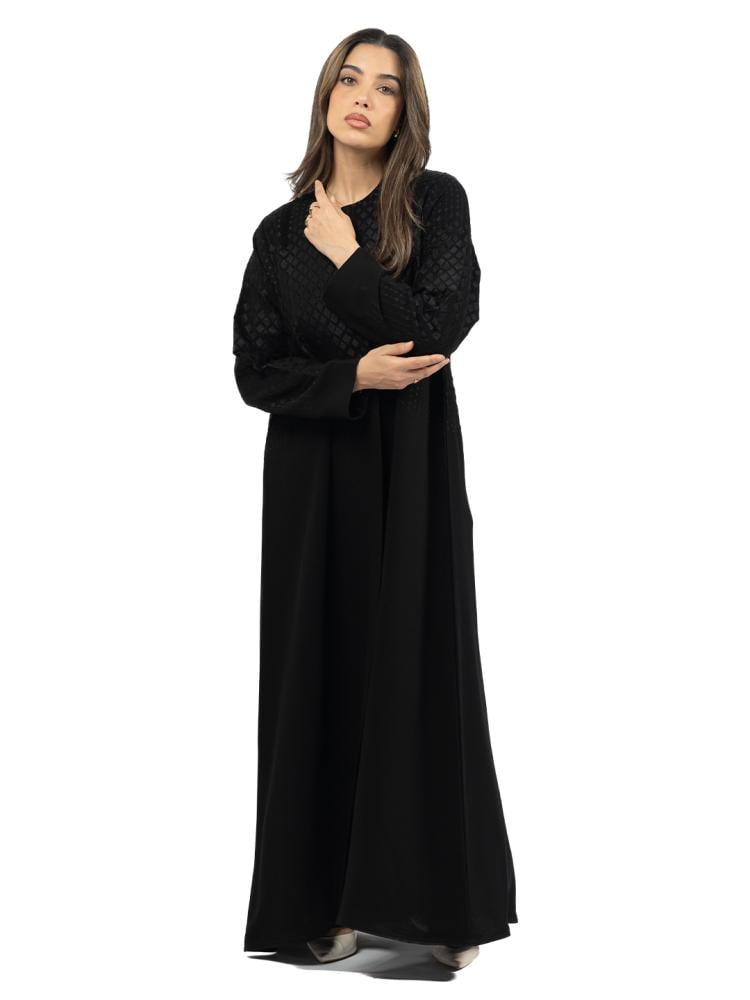 Naseem abaya, summer crepe with delicate embroidery