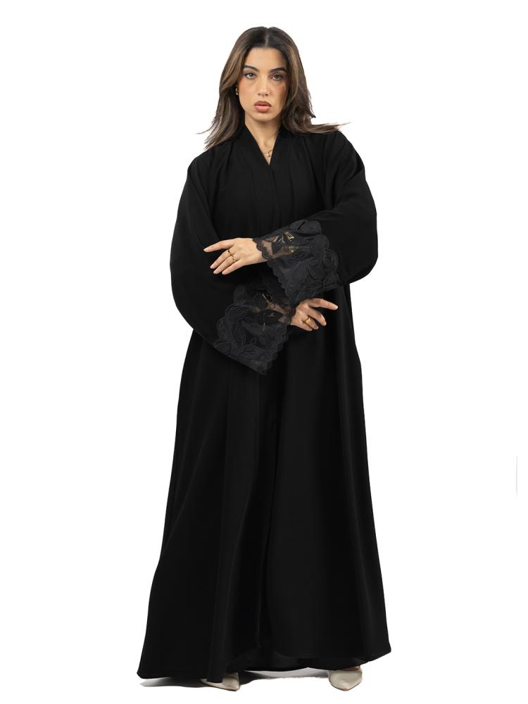 Classic abaya with luxurious lace sleeves