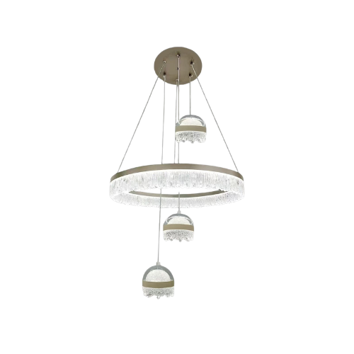 Round LED chandelier, modern, 50 cm diameter, with three lights - gold
