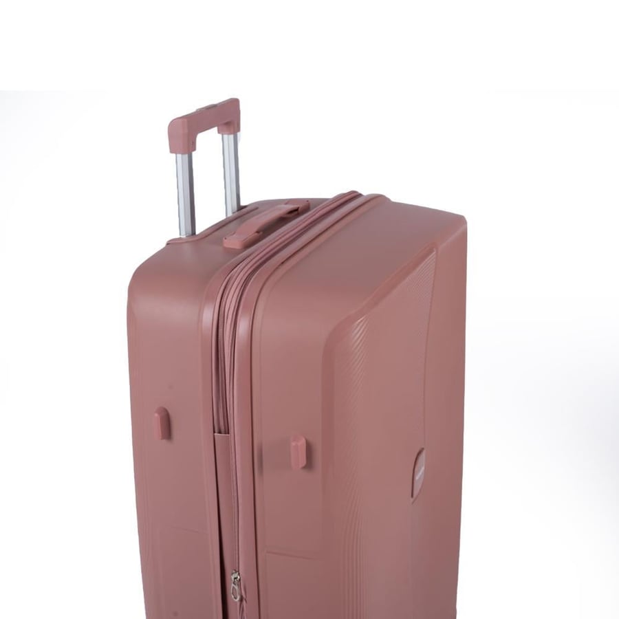 Silicone travel bag set, 3 pieces, made of strong polypropylene material, with an elegant geometric design, with an additional expansion zipper, Rose Gold