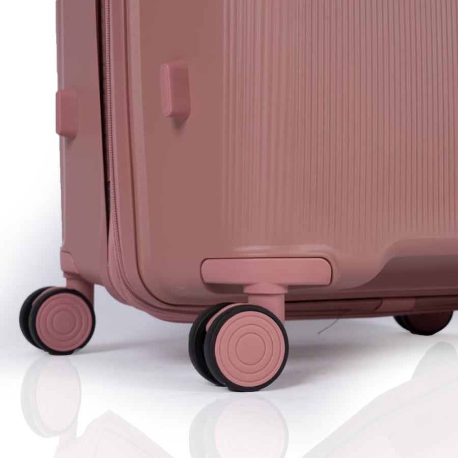 Silicone travel bag set, 3 pieces, made of strong polypropylene material, with an elegant geometric design, with an additional expansion zipper, Rose Gold