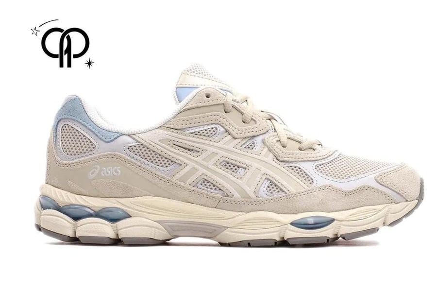 حذاء نسائي اسيكس بيج مع أزرق an ASICS Wmns Gel NYC 'Winter Garden Pack' in Oatmeal and Simply Taupe.