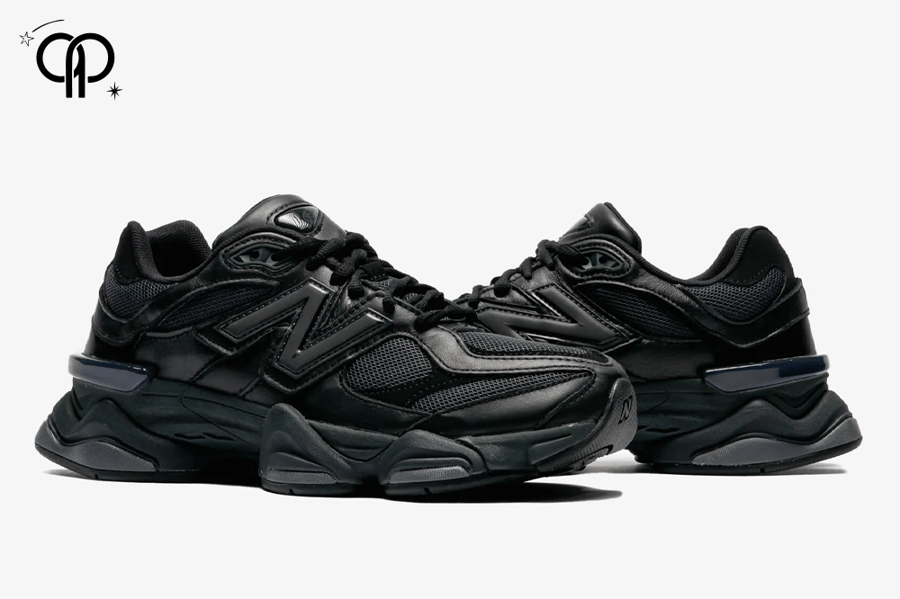 حذاء نيو بالانس 9060 رجالي أسود a New Balance 9060 'Triple Black Leather' sneaker.