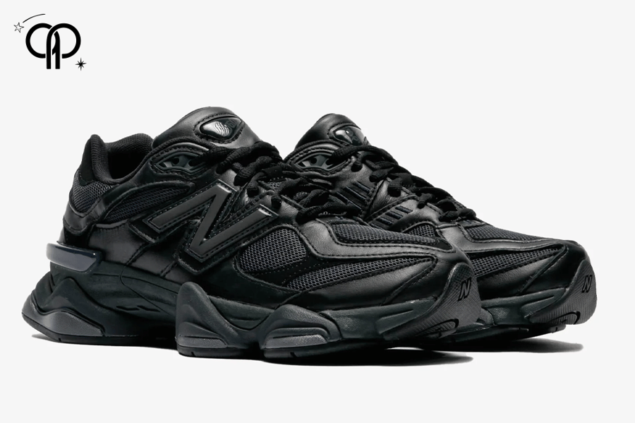 حذاء نيو بالانس 9060 رجالي أسود a New Balance 9060 'Triple Black Leather' sneaker.