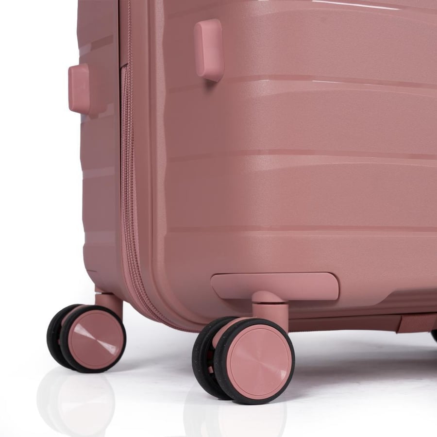 Silicone travel bag set, 3 pieces, made of strong polypropylene material, with an elegant geometric design, with an additional expansion zipper, Rose Gold