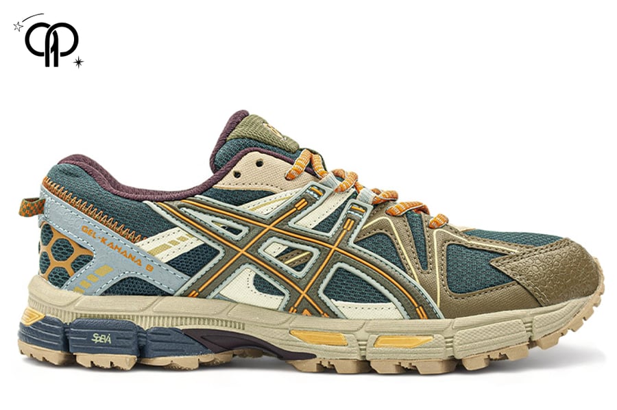 حذاء اسيكس رجالي أخضر مع زيتي ASICS GEL-Kahana 8 trail running shoe.
