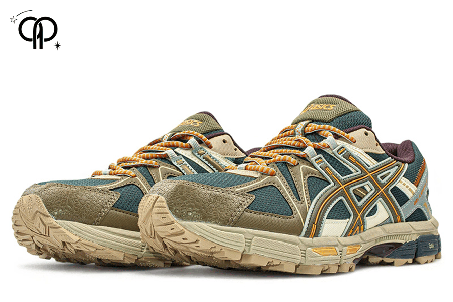حذاء اسيكس رجالي أخضر مع زيتي ASICS GEL-Kahana 8 trail running shoe.