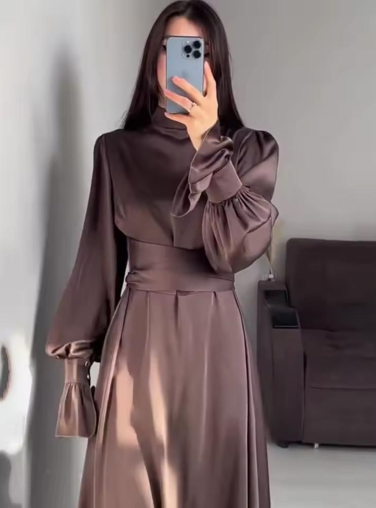 A soft dress with long sleeves and ruffles
