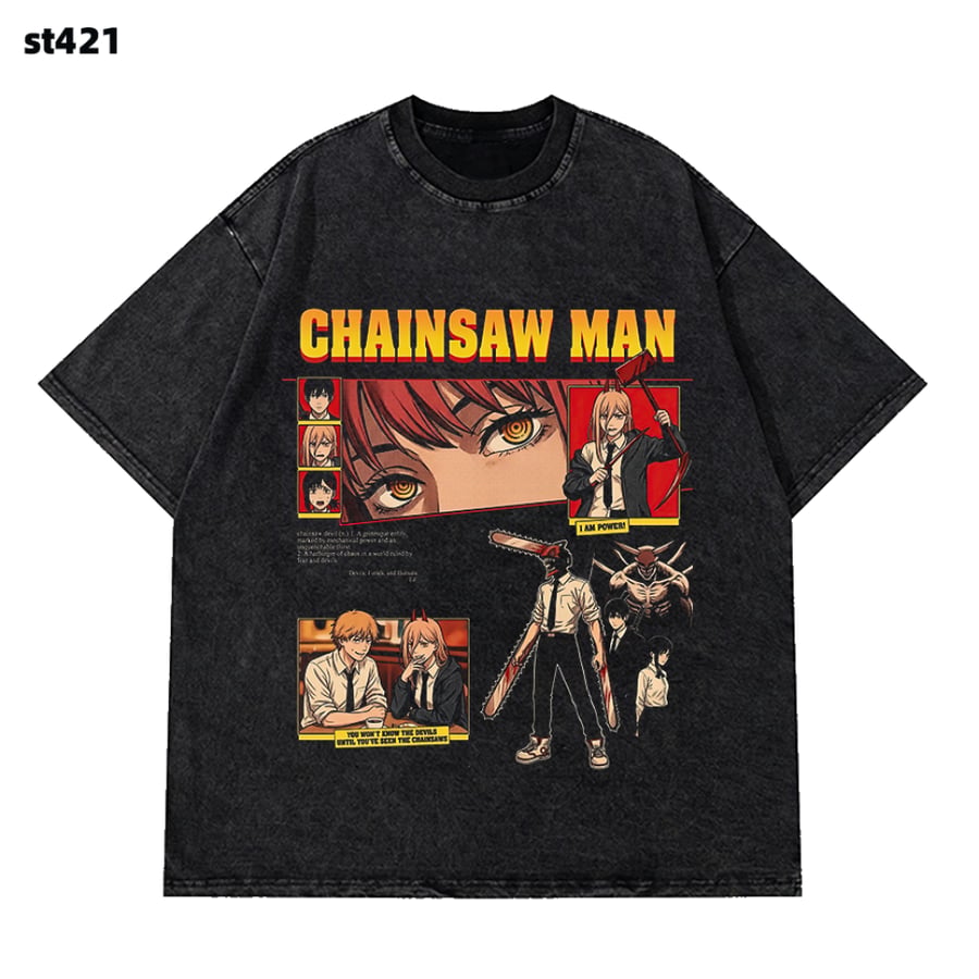 تيشيرت اوفرسايز انمي رجل المنشار (Chainsaw Man)