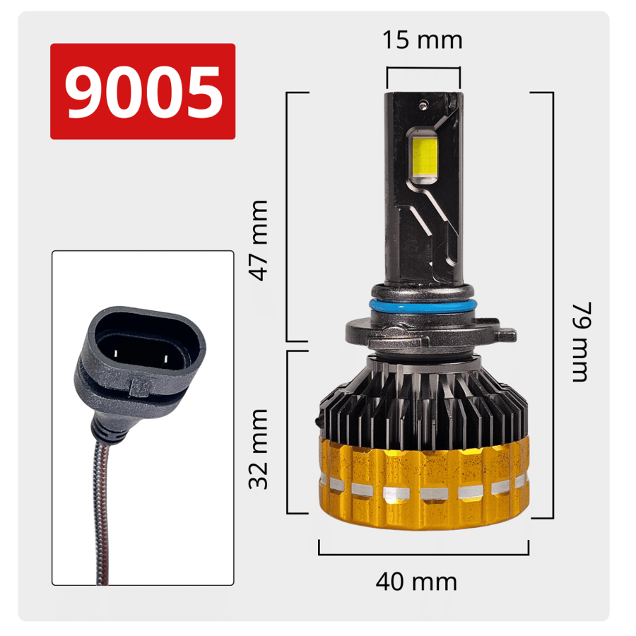 طقم لمبات ليد مقاس 9005 بقوة 16000LM 160W لون 6000K ابيض ثلجي