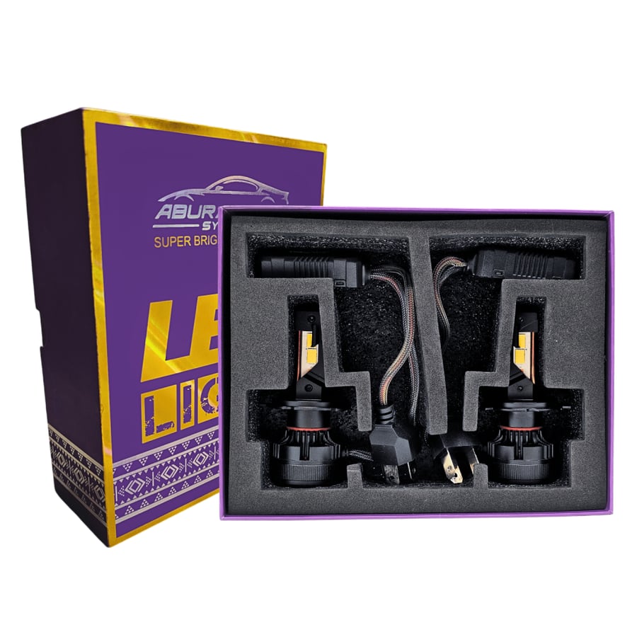 لمبات ليد خطين مقاس H4\H19 بقوة 17000LM 150W لون 3800K كريمي متوفر بنوعين