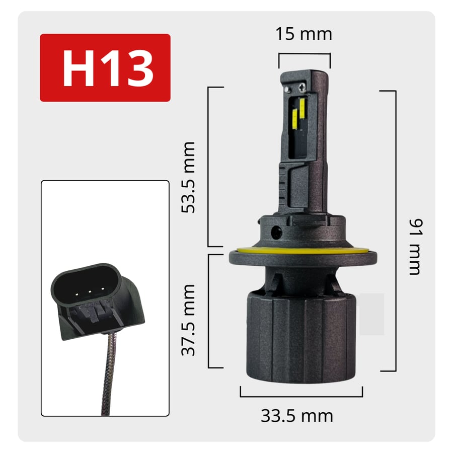 لمبات ليد خطين مقاس H13 بقوة 11000LM 110W لون 6000 كلفن ابيض ثلجي