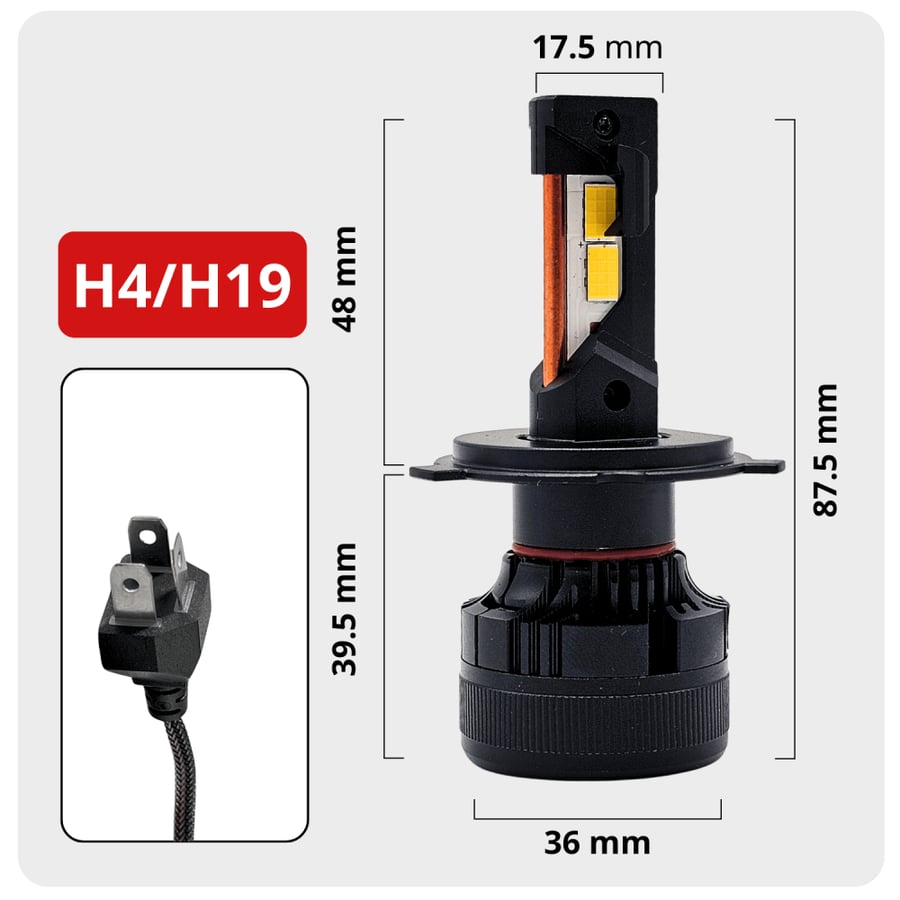 لمبات ليد خطين مقاس H4\H19 بقوة 17000LM 150W لون 3800K كريمي متوفر بنوعين