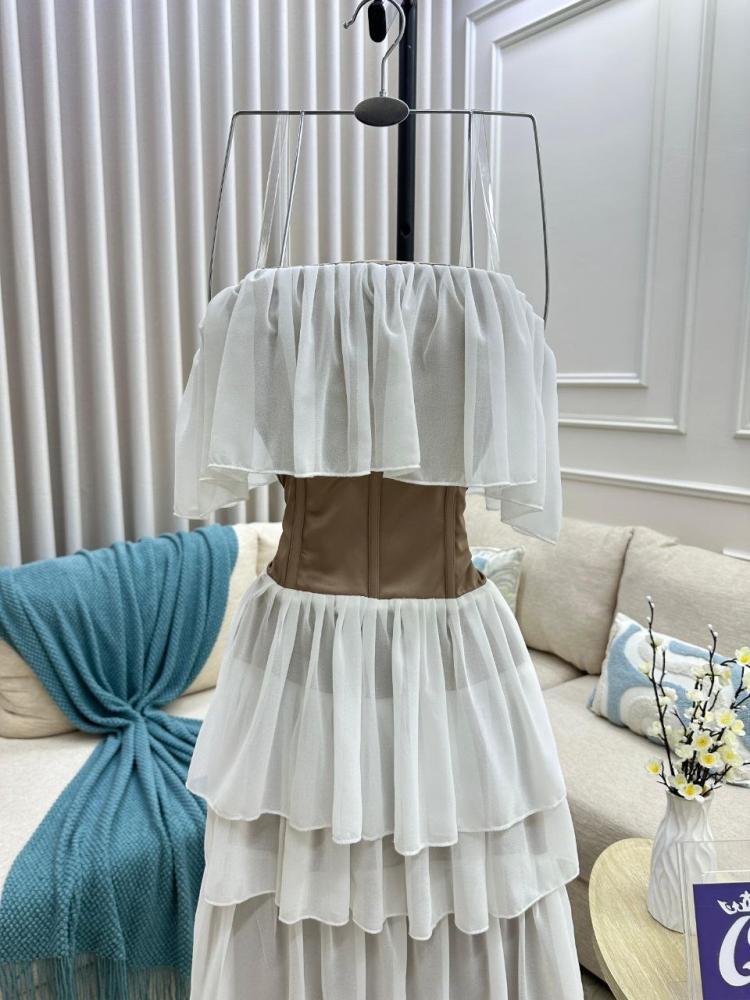 Dress with corset cut layered