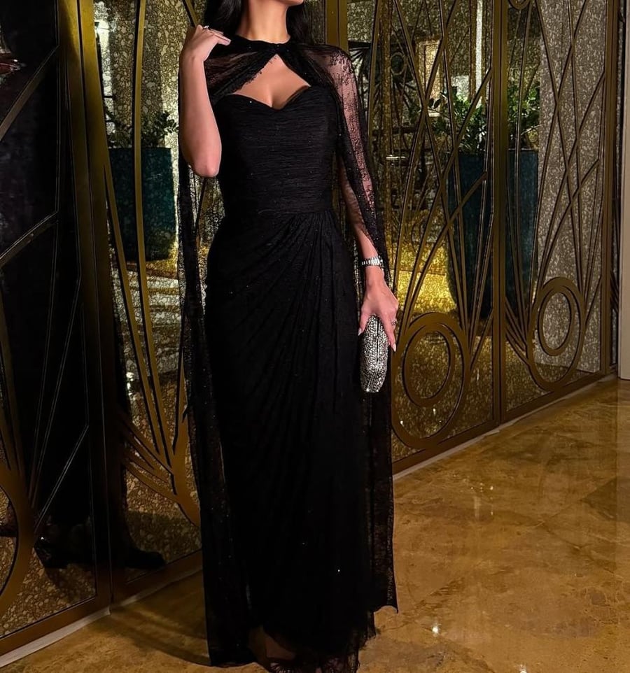 Black lace dress with stones