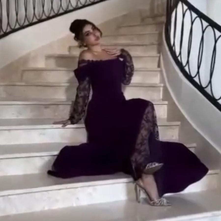 Elegant dress in purple color