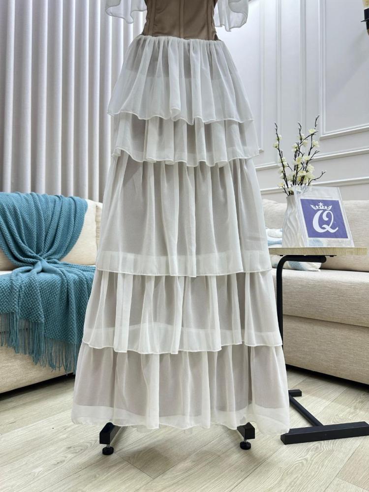 Dress with corset cut layered