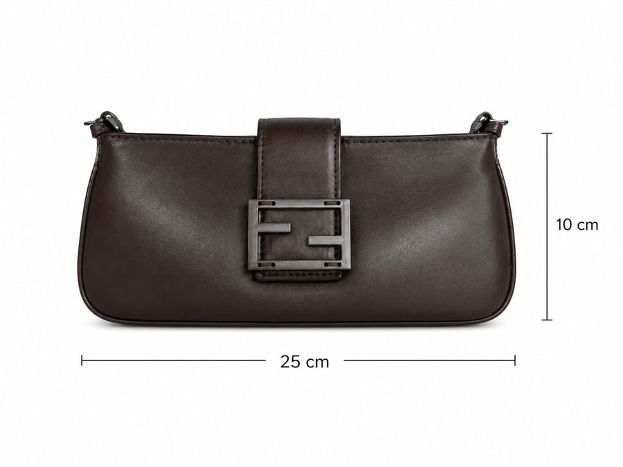 Fendi bag, leather, dark brown color