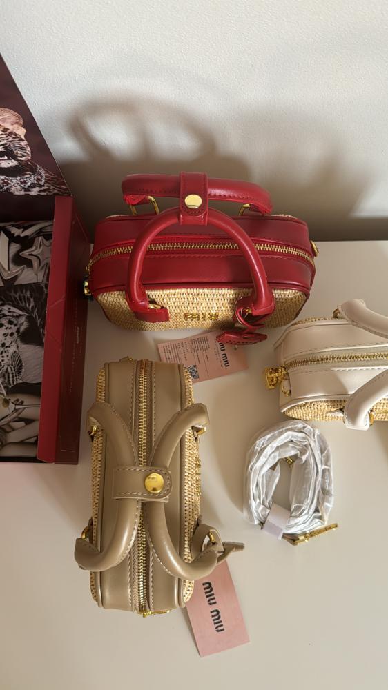 Miu Woven Raffia and Leather