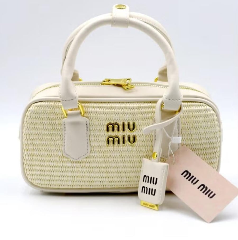 Miu Woven Raffia and Leather