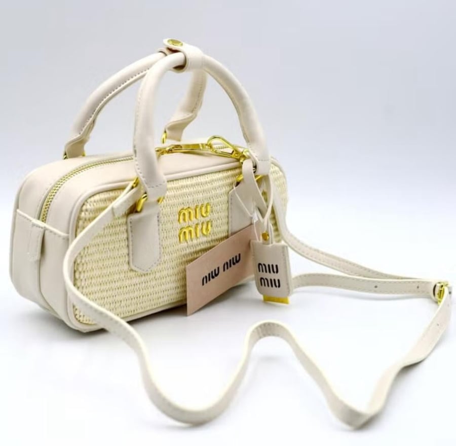 Miu Woven Raffia and Leather