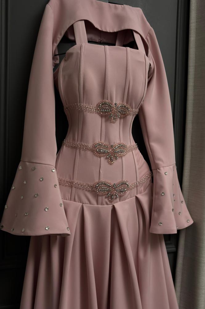 Barbie dress with luxurious hand embroidery and a long train