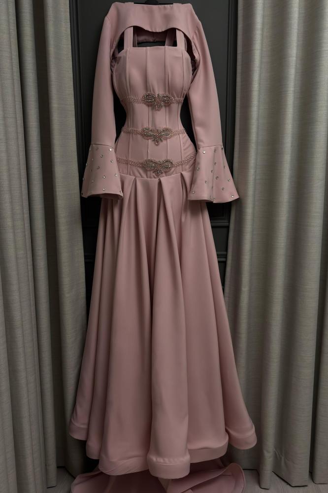 Barbie dress with luxurious hand embroidery and a long train