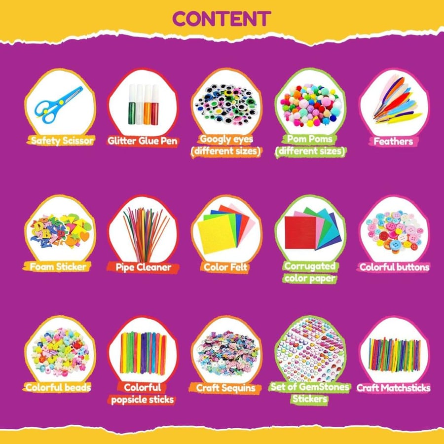 صندوق أنشطة الفنون والحرف للأطفال أكثر من 650 قطعة Fun Learning
