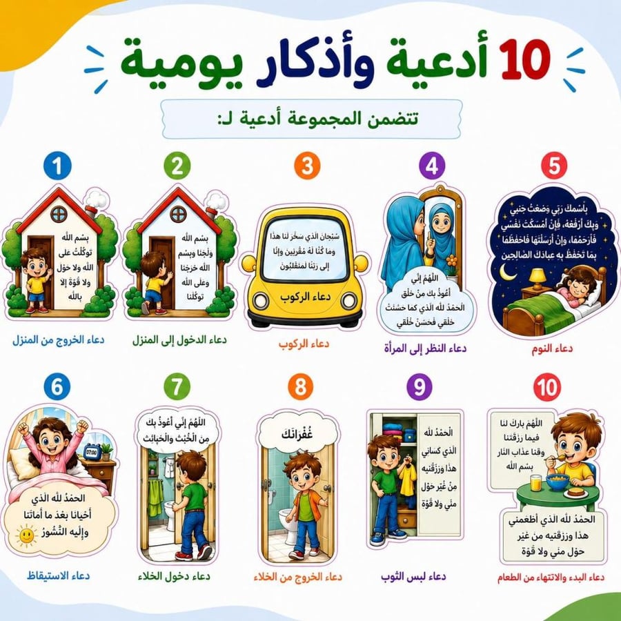 ملصقات الأدعية والأذكار اليومية للأطفال