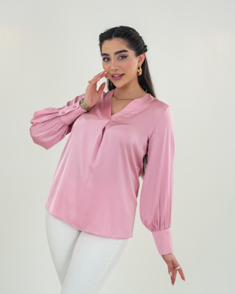 قميص ستان كلاسيك بياقة V نسائي