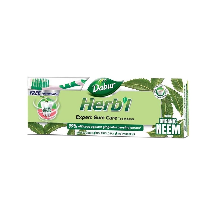 Dabur Herbal Natural Neem Toothpaste with Free Brush - 150 gm