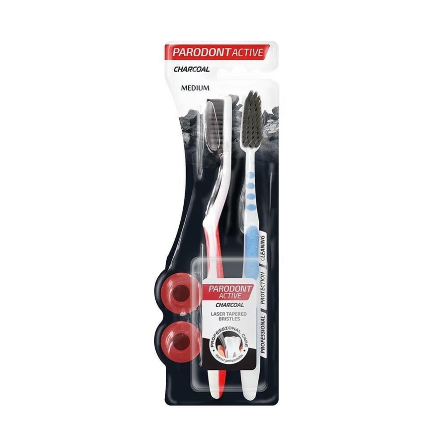 Parodonto Active Charcoal Toothbrush Medium Multiple Colors - 2 Pieces