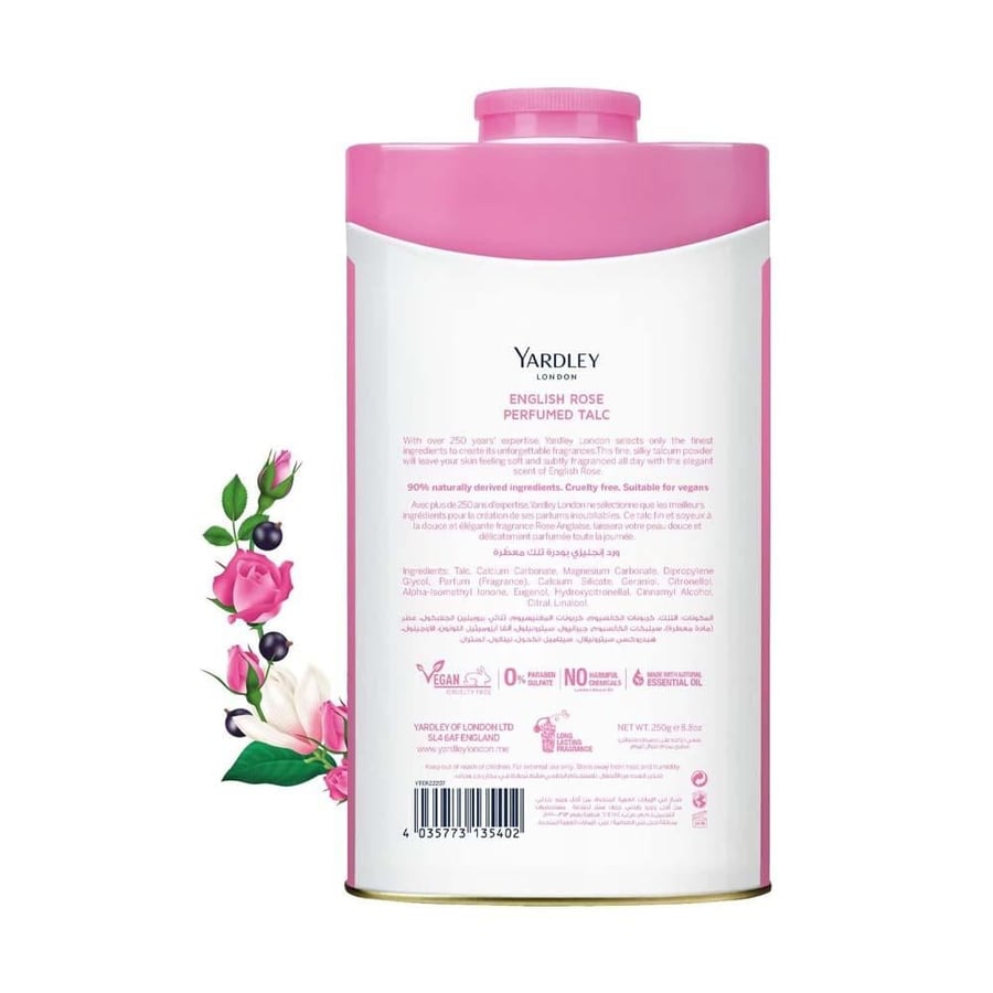 Yardley London Talc Powder Scented With English Rose - 250 gm