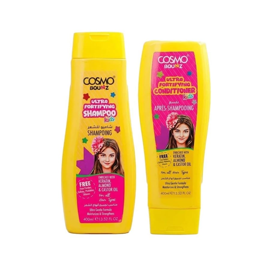 Cosmo Bounz Strengthening Shampoo + Conditioner Set for Children, All Hair Types - 2 x 400ml