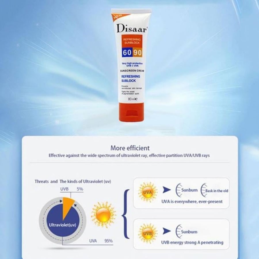 Disaar Refreshing Sunblock 60 90 Sunscreen Cream - 80ml