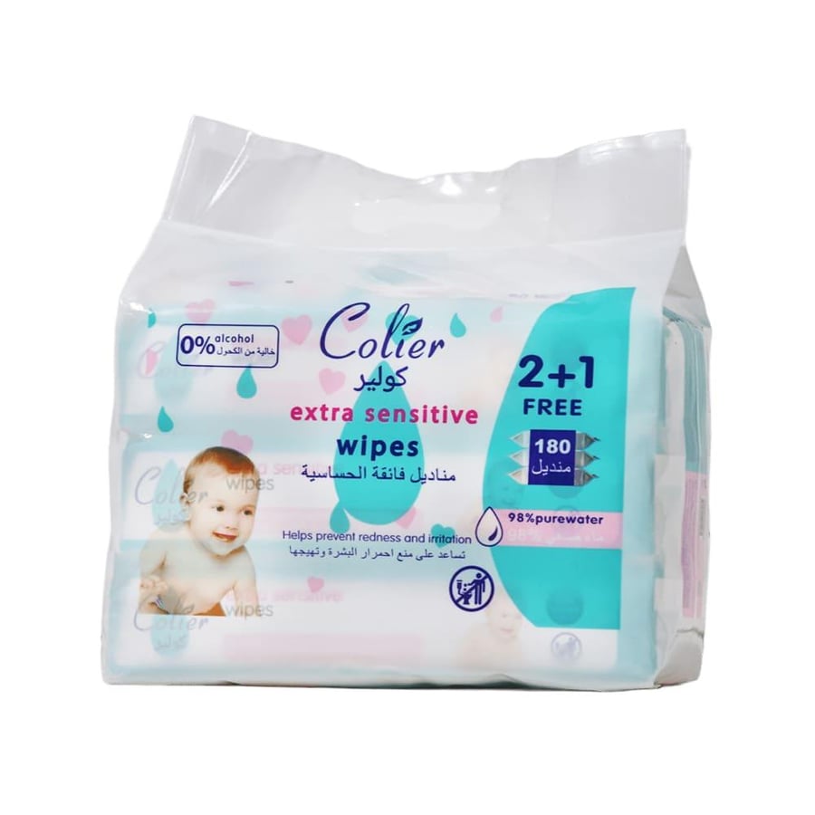 Colier Extra Sensitive Wipes - 180 Wipes