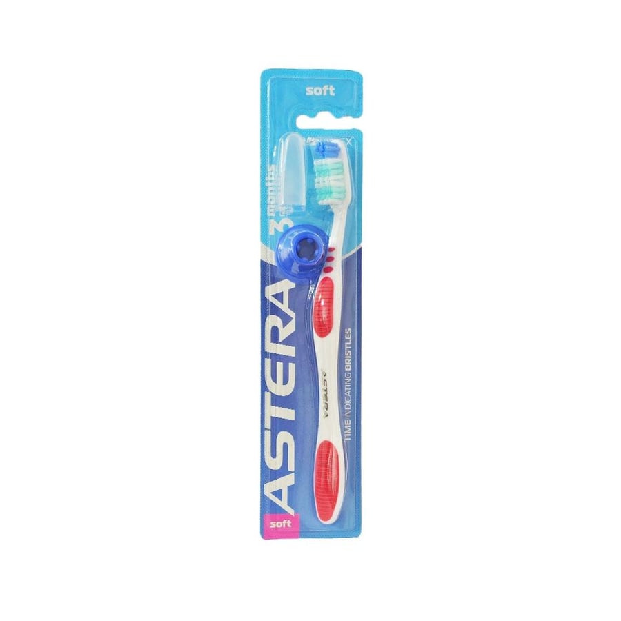 Astera Time Index Soft Toothbrush With Cap - Multiple Colors