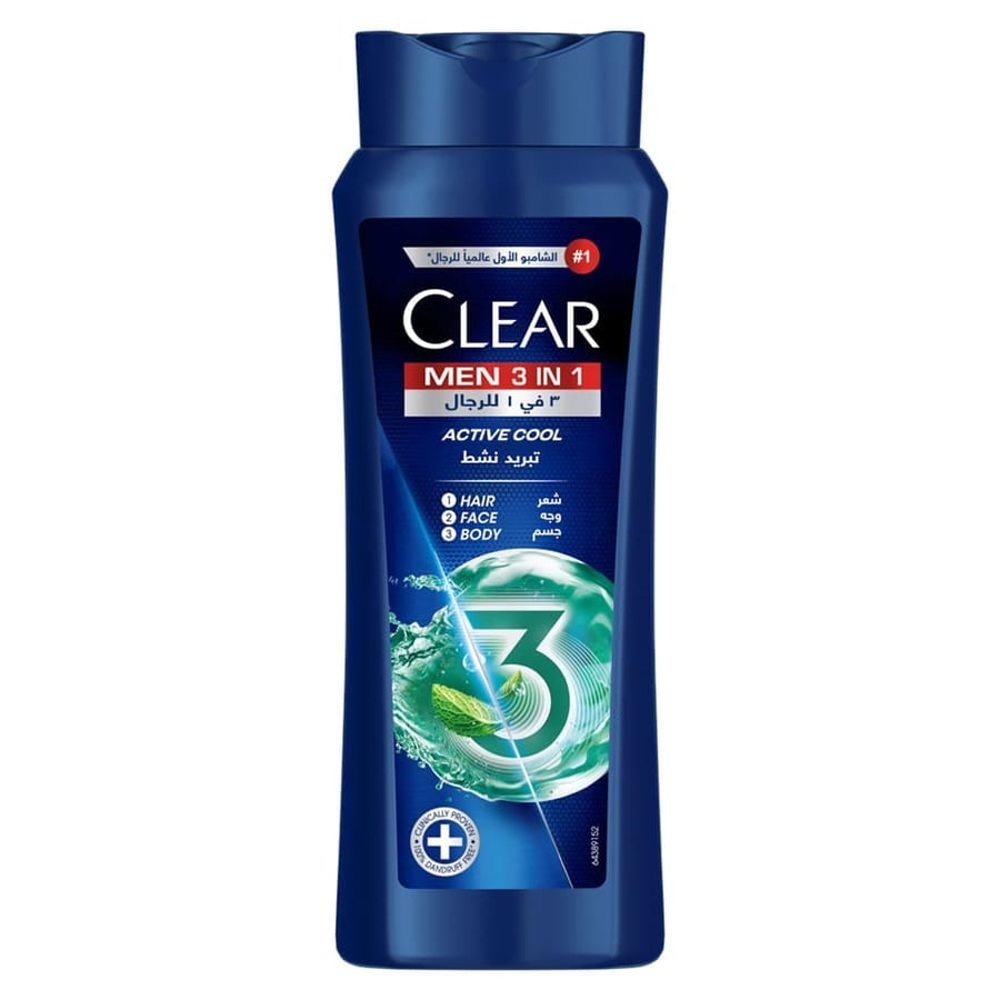 Clear Men 3 in 1 Shampoo Active Cool - 600 ml